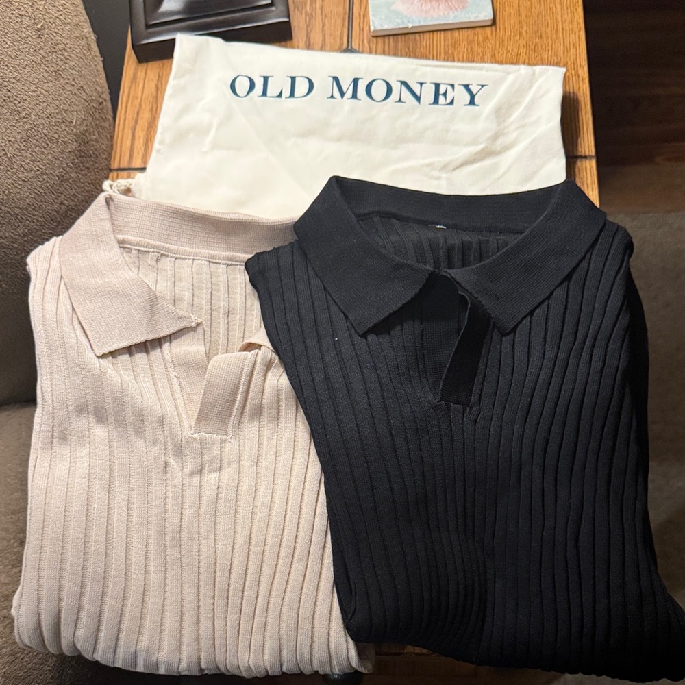 Men's Dress Shirt Set - Black and Cream